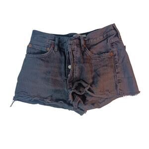 AGOLDE Parker Cutoff Shorts Black Denim Size 24 | High Rise Vintage Raw Hem